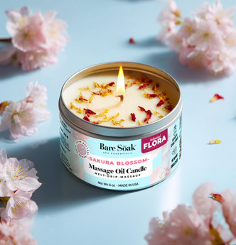 Bare Soak Massage Oil Candle 6oz - Sakura Blossom 