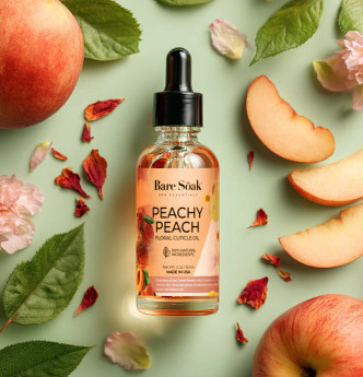Bare Soak Floral Cuticle Oil 2oz, Peachy Peach 