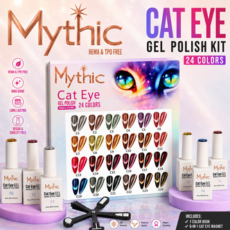 Mythic Cat Eye Gel Polish Kit/24 Colors, 1 Color Book, 1 6in1 Magnet 