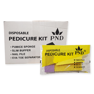PND Disposable Pedicure Kit (Pumice, Buffer, Nail File, Eva Toe) Sold By Case/200Kit
