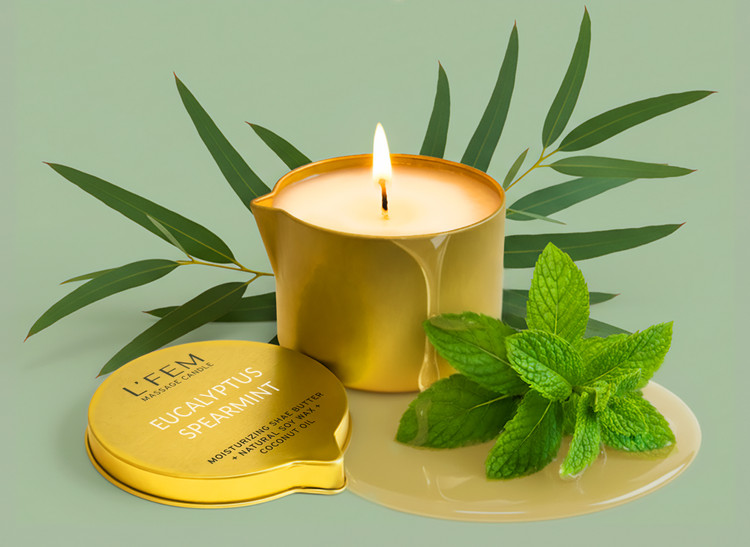 L'Fem 8oz Massage Candle - Eucalyptus Spearmint