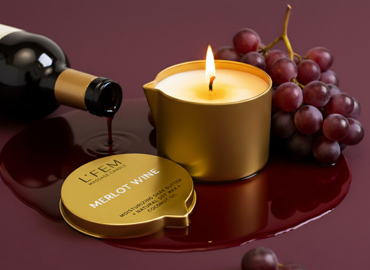 L'Fem 8oz Massage Candle - Merlot Wine