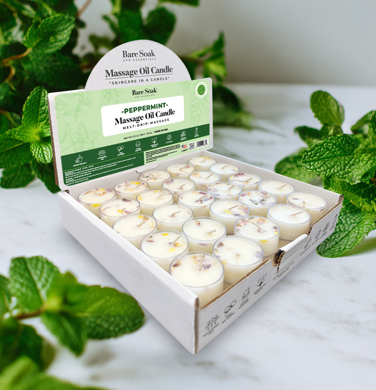 Bare Soak Massage Oil Candle Tealight - Peppermint