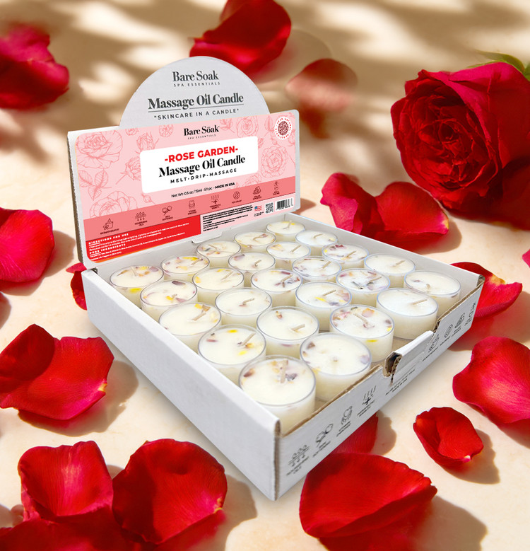 Bare Soak Massage Oil Candle Tealight - Rose Garden (Prepacked 100pcs)