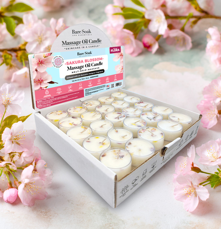 Bare Soak Massage Oil Candle Tealight - Sakura Blossom 