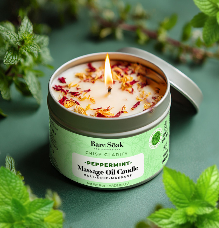 Bare Soak Massage Oil Candle 6oz - Peppermint 