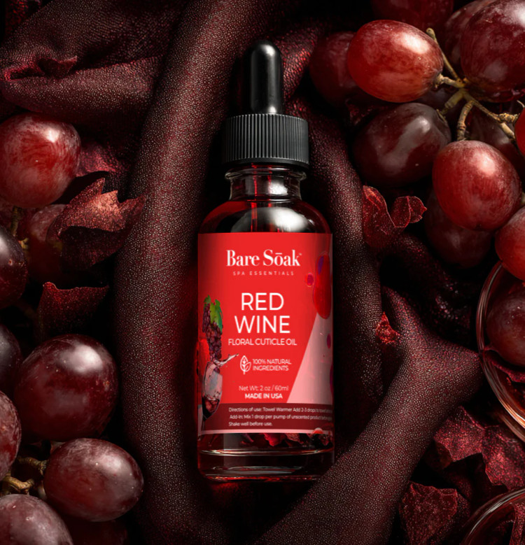 Bare Soak Floral Cuticle Oil 2oz, Red Wine 