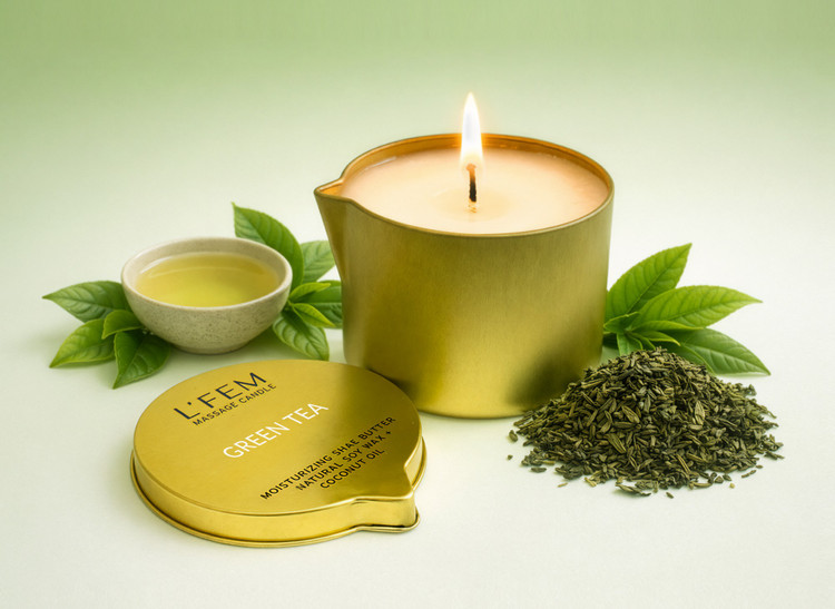  L'Fem 8oz Massage Candle - Green Tea