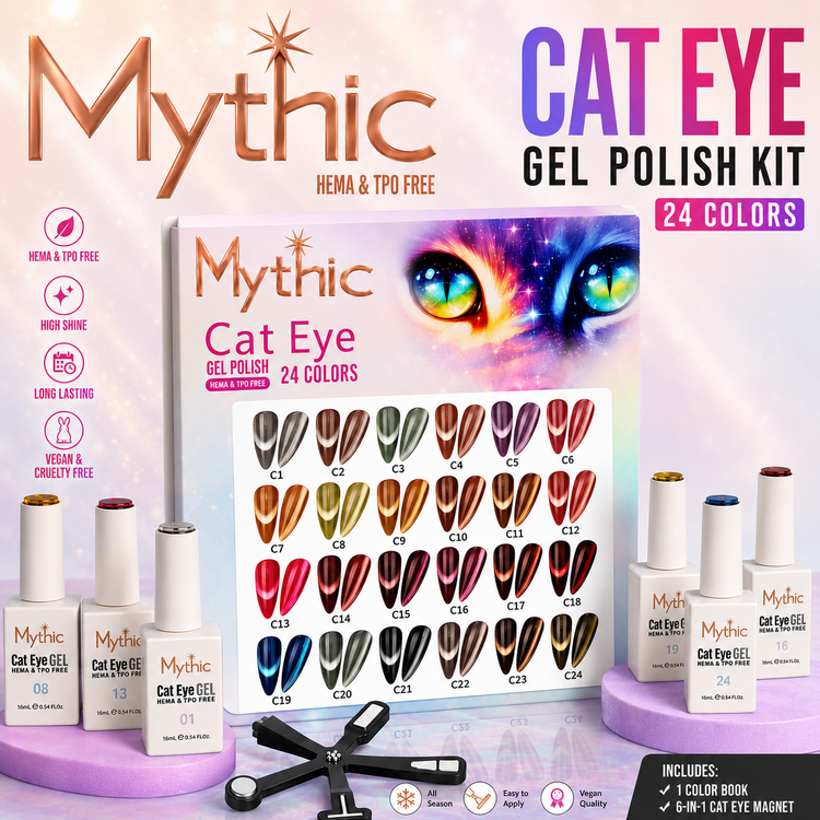 Mythic Cat Eye Gel Polish Kit/24 Colors, 1 Color Book, 1 6in1 Magnet 