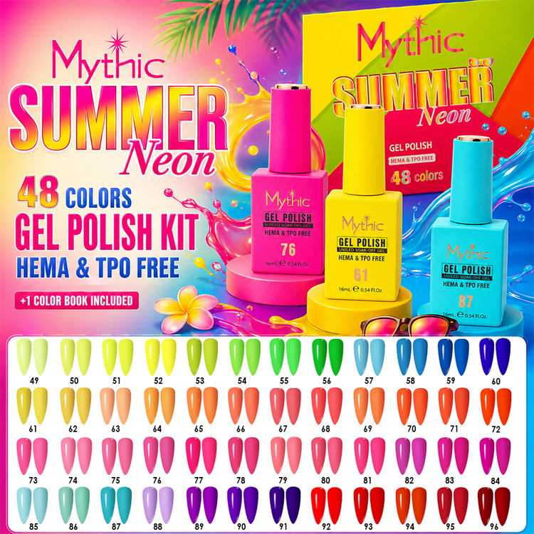 Mythic Summer Neon Gel Polish Kit/48 Colors, 1 Color Book