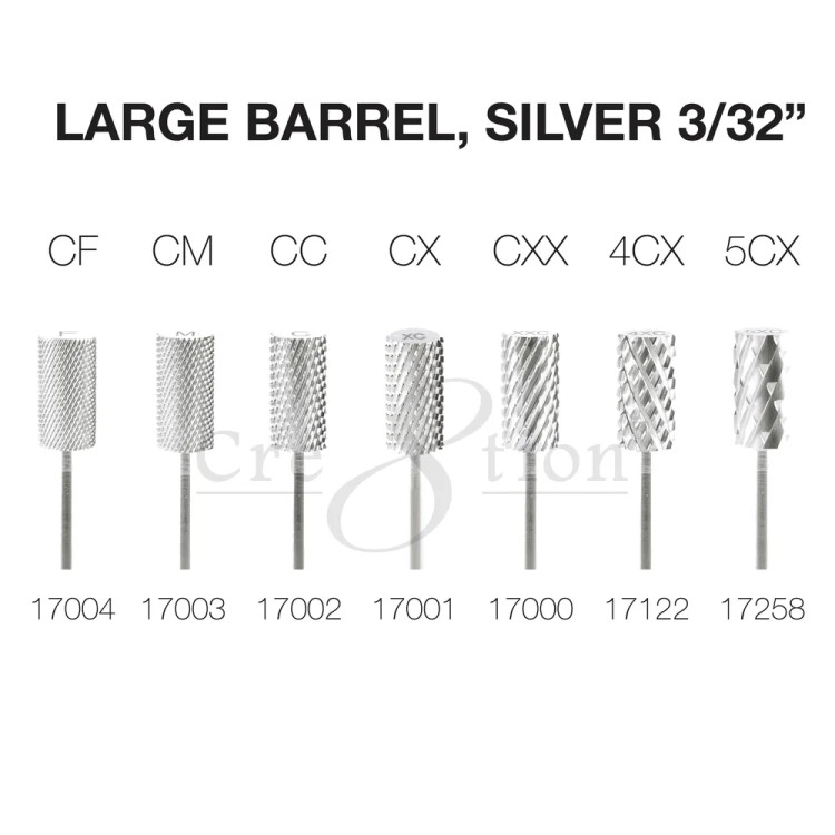 Cre8tion Large Barrel Silver 3/32" - 7 Styles 