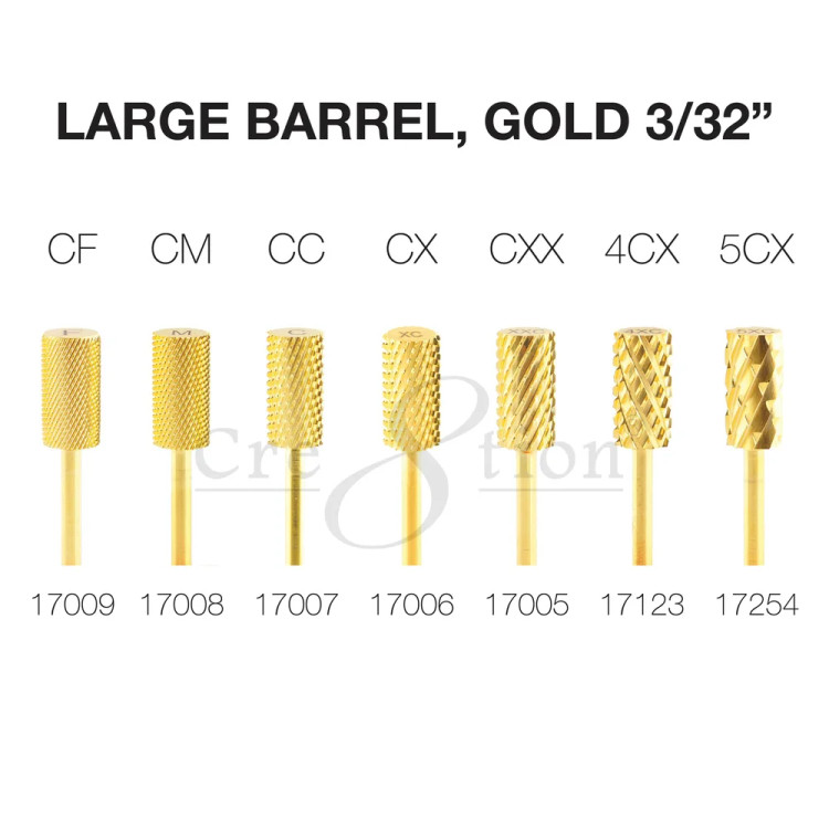 Cre8tion Large Barrel Gold 3/32" - 7 Styles 
