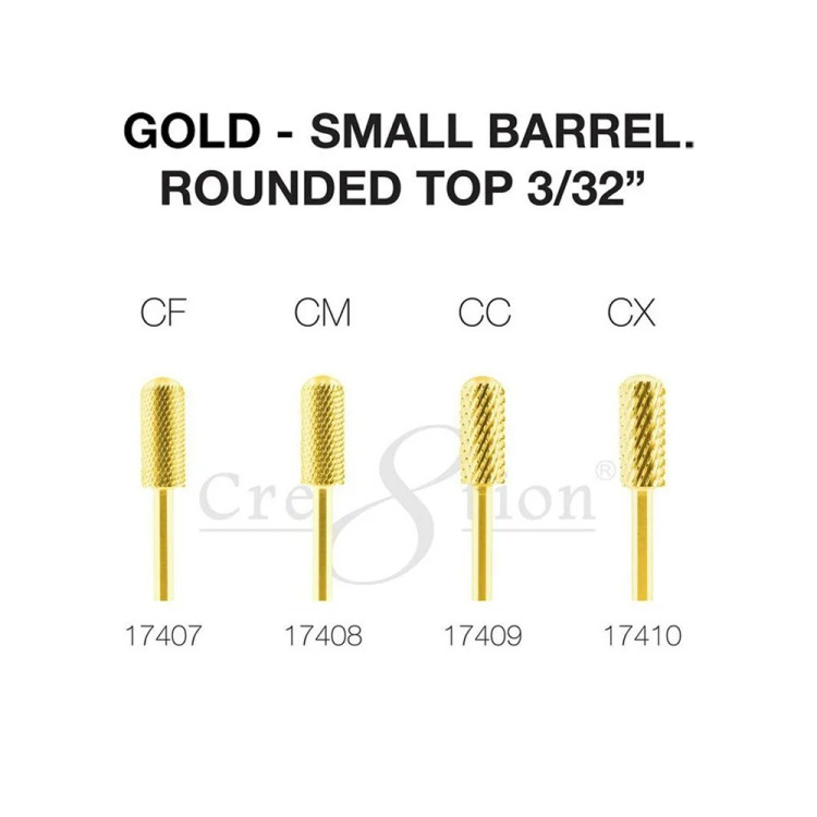 Cre8tion Small Barrel Round Top Gold 3/32" - 4 Styles 
