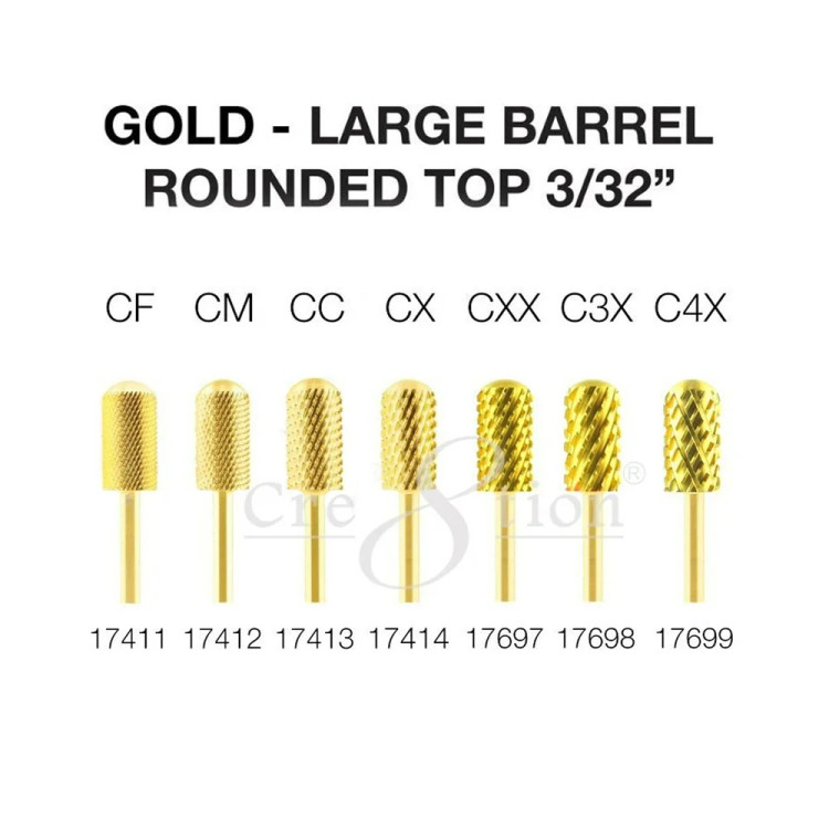 Cre8tion Large Barrel Round Top Gold 3/32"