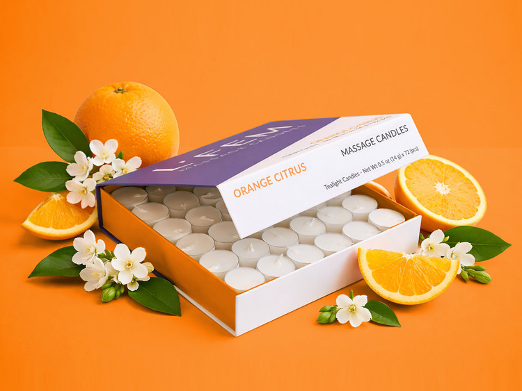 L'Fem Tealight Candle Box/72pcs, Orange Citrus 