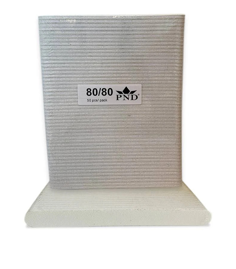 PND Regular Nail Files 80/80 White - Pack/50