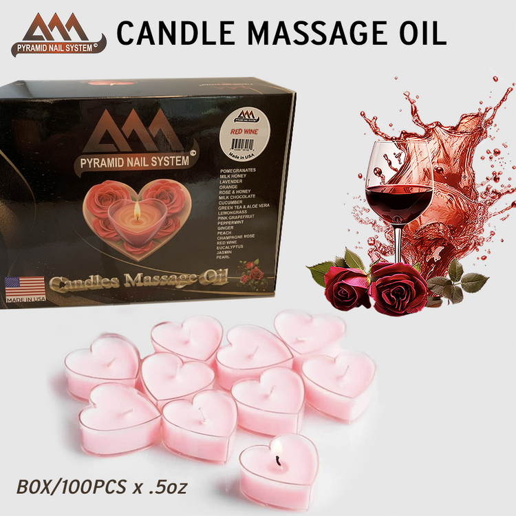 Pyramid Massage Candle Tealight Box/100, Red Wine 