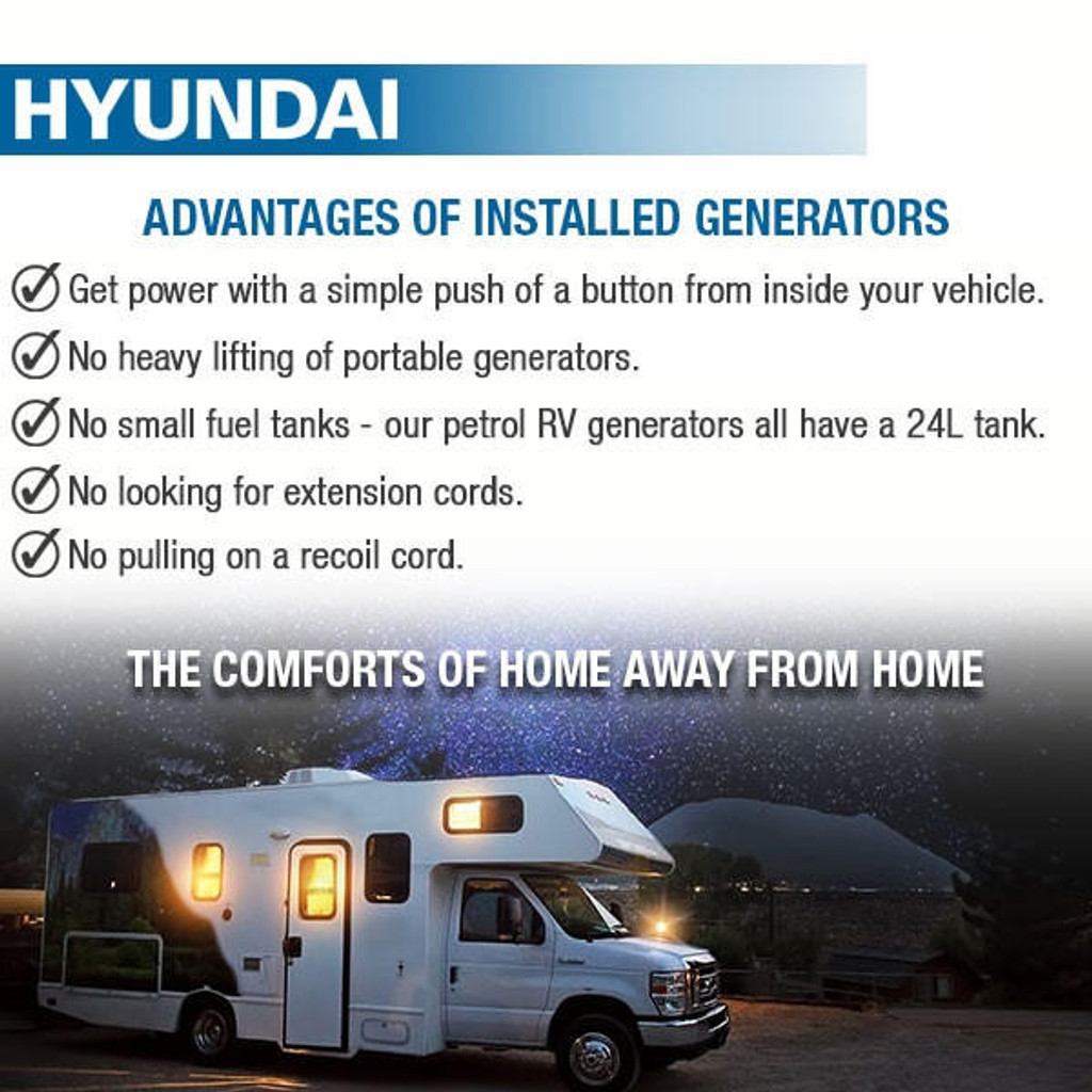 Hyundai Motorhome RV Petrol Leisure Generator | HY3500RVi: REFURBISHED