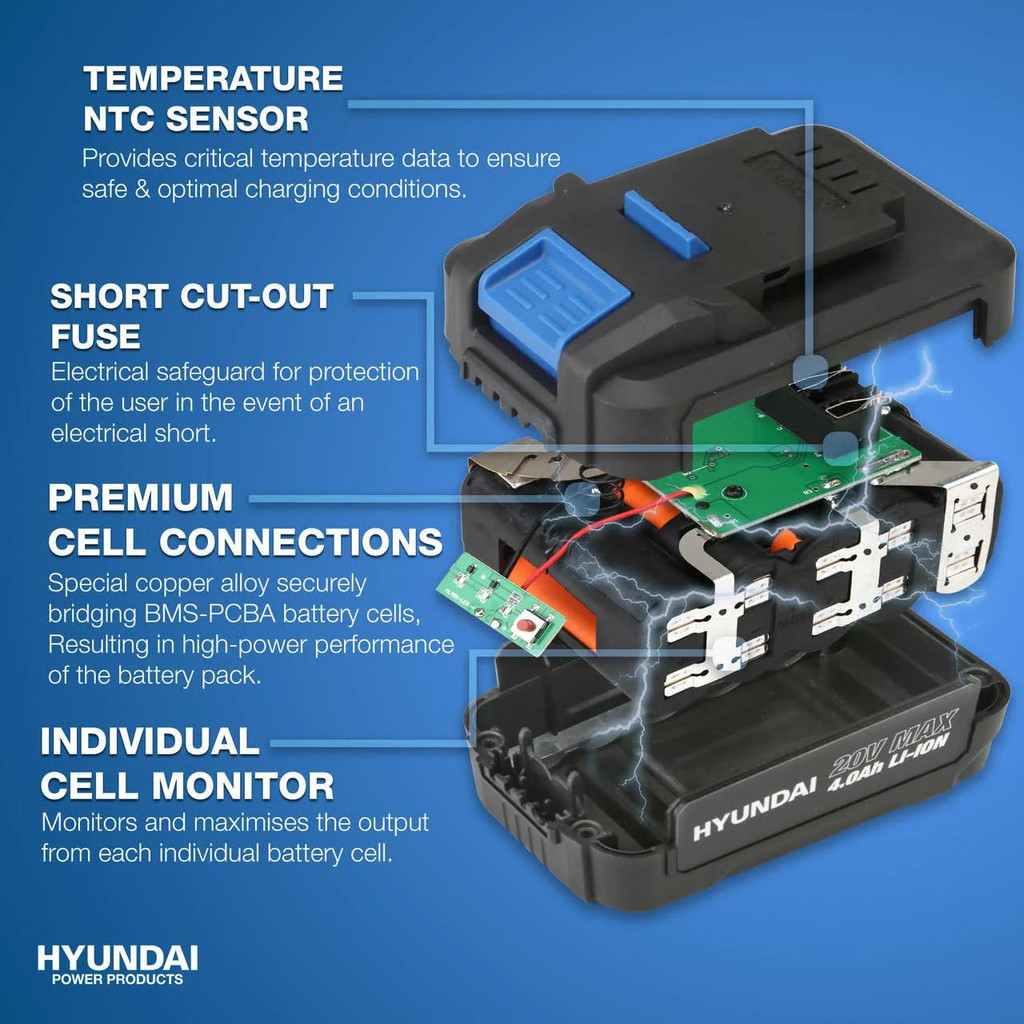 Hyundai 20V MAX Li-Ion Cordless Drill Driver with 13-Piece Drill Accessory Kit | HY2176