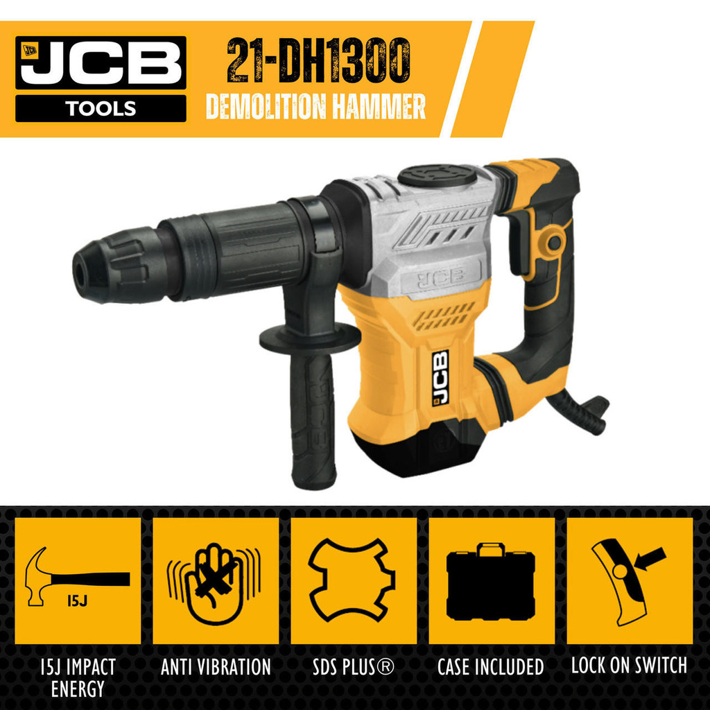 JCB Corded Electric 1300W Demolition Hammer | 21-DH1300