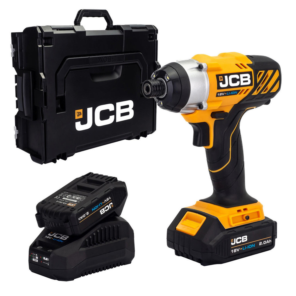 jcb tools JCB 18V Impact Driver 2x2.0Ah 2.4A fast charger in W-Boxx 136 | 21-18ID-2-WB