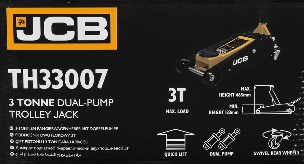 JCB 3 Tonne Double-Pump Hydraulic Trolley Jack | JCB-TH33007
