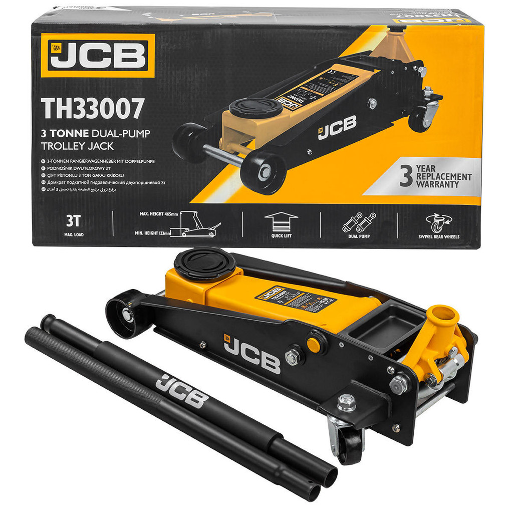 JCB 3 Tonne Double-Pump Hydraulic Trolley Jack | JCB-TH33007