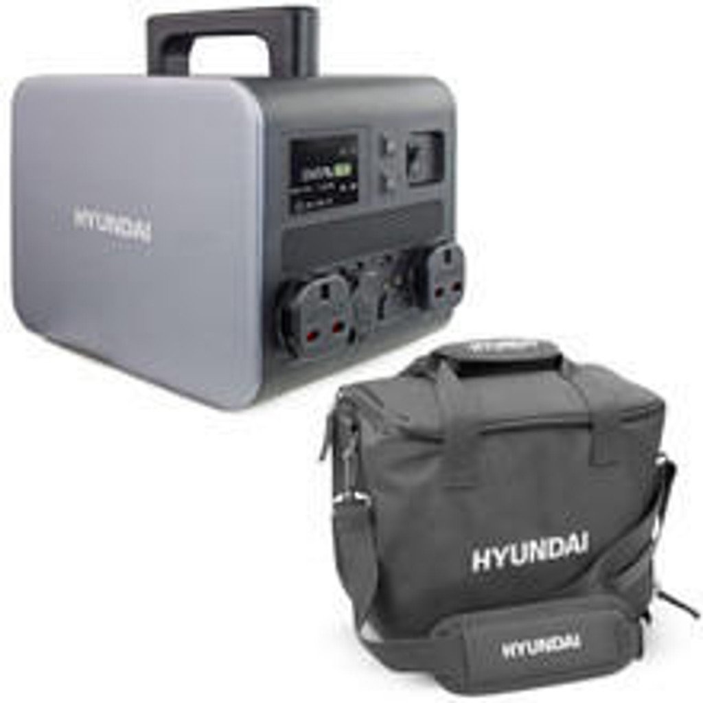 Hyundai HPS-300 Portable Power Station & Protective Carry/Shoulder Bag & 60W Portable & Foldable Solar Charger | HPS-300+CBB5830-1+H60