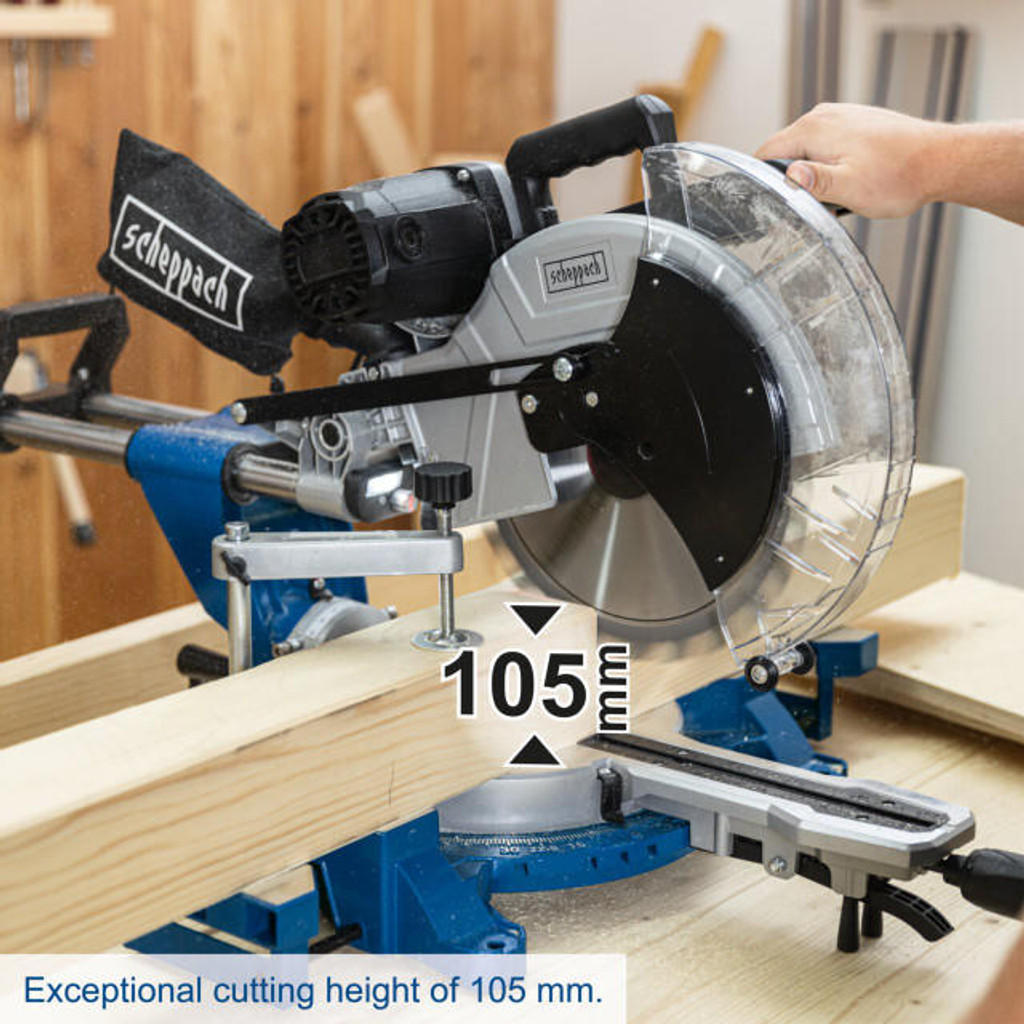 Scheppach 2000W Electric Sliding Double Bevel Mitre Saw (305mm Blade) | HM140L