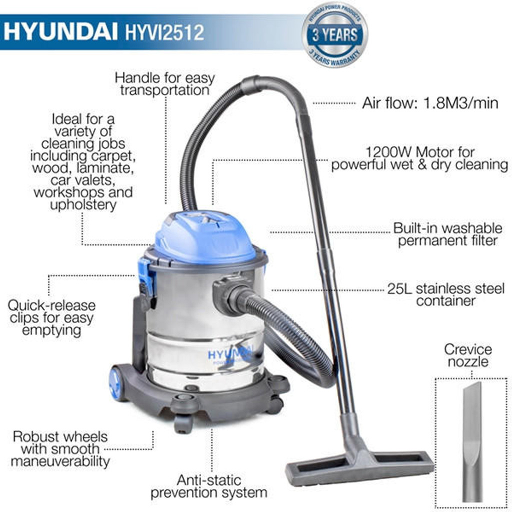 Hyundai 1200W 3 IN 1 Wet and Dry Vacuum Cleaner | HYVI2512