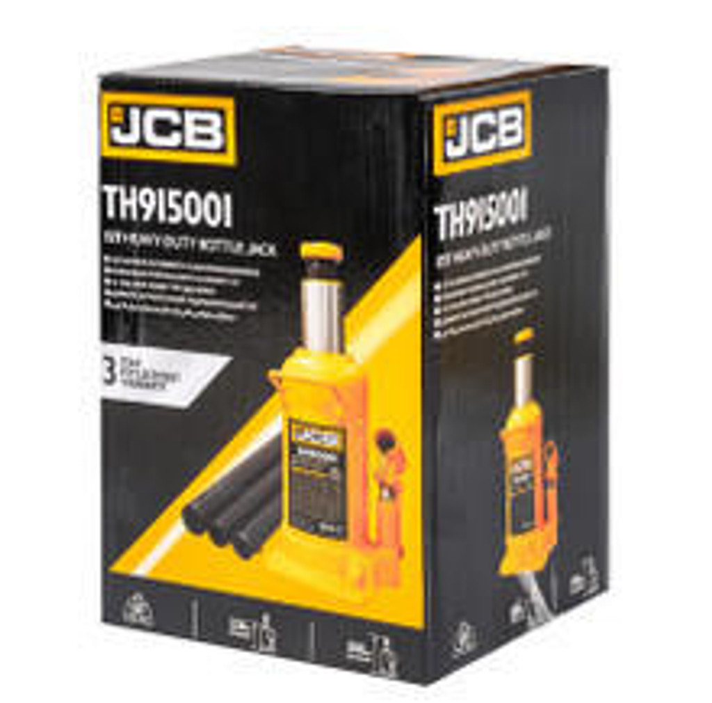 JCB 15 Tonne Heavy-Duty Automotive Hydraulic Bottle Jack, 508mm Maximum Lift | JCB-TH915001