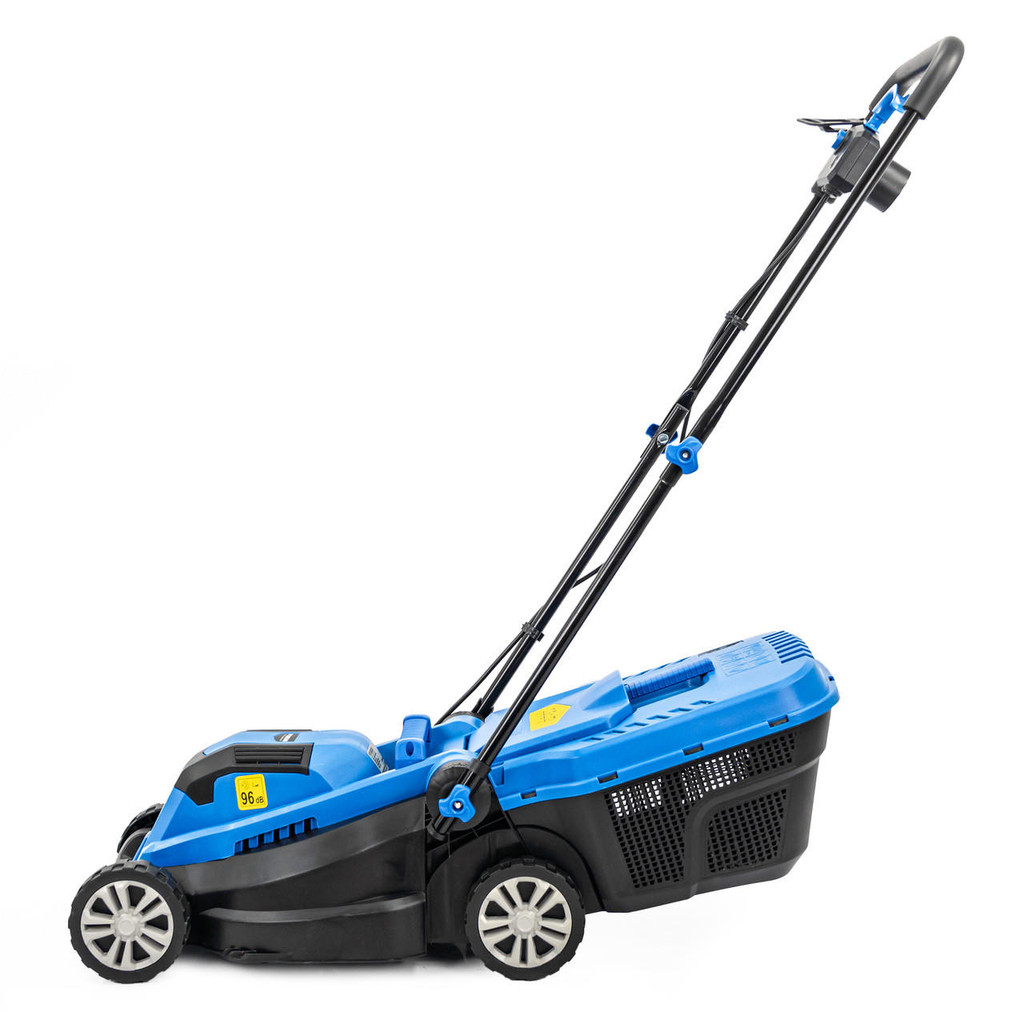 Hyundai 33cm 1300W Electric Lawn Mower, 11m Detachable Power Cable, 3 Heights & 30L Collection Bag | HYM3313E