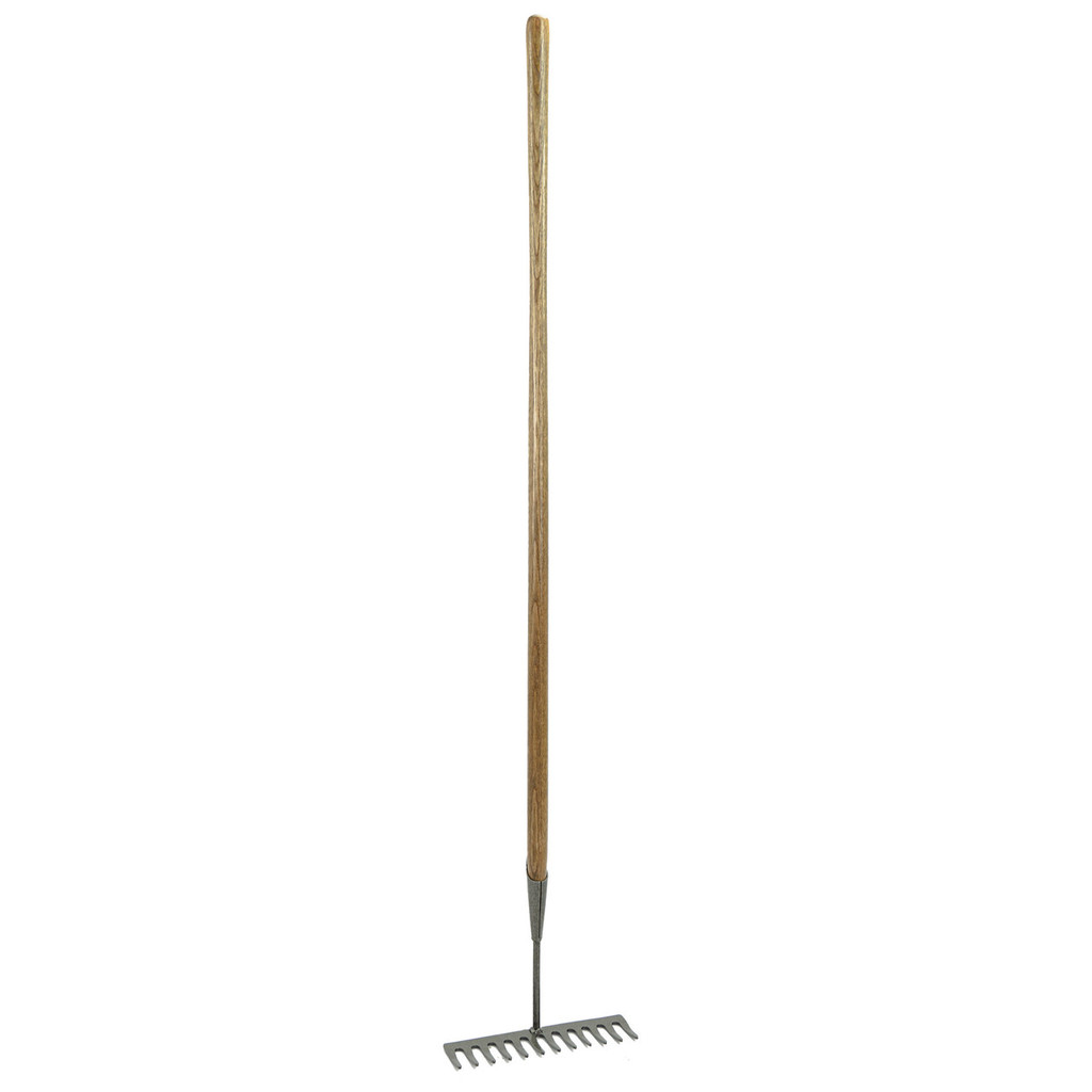 JCB Heritage Garden Rake 12 Teeth, Heavy-duty Carbon Steel and Ash Wood Shaft | JCBHGR01