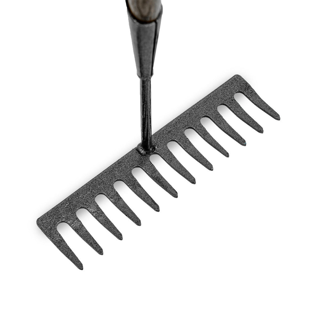 JCB Heritage Garden Rake 12 Teeth, Heavy-duty Carbon Steel and Ash Wood Shaft | JCBHGR01