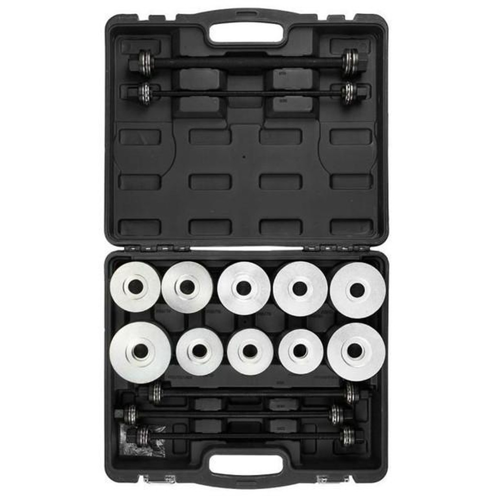 This universal toolkit allows you to easily remove and install bushes, bearings, and silent blocks.