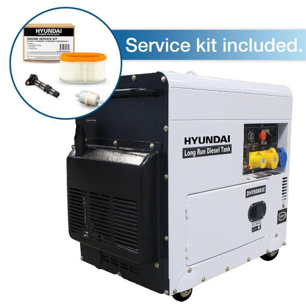 Hyundai DHY8000SELR 5.8kW ‘Silent’ Long Running Standby Diesel Generator