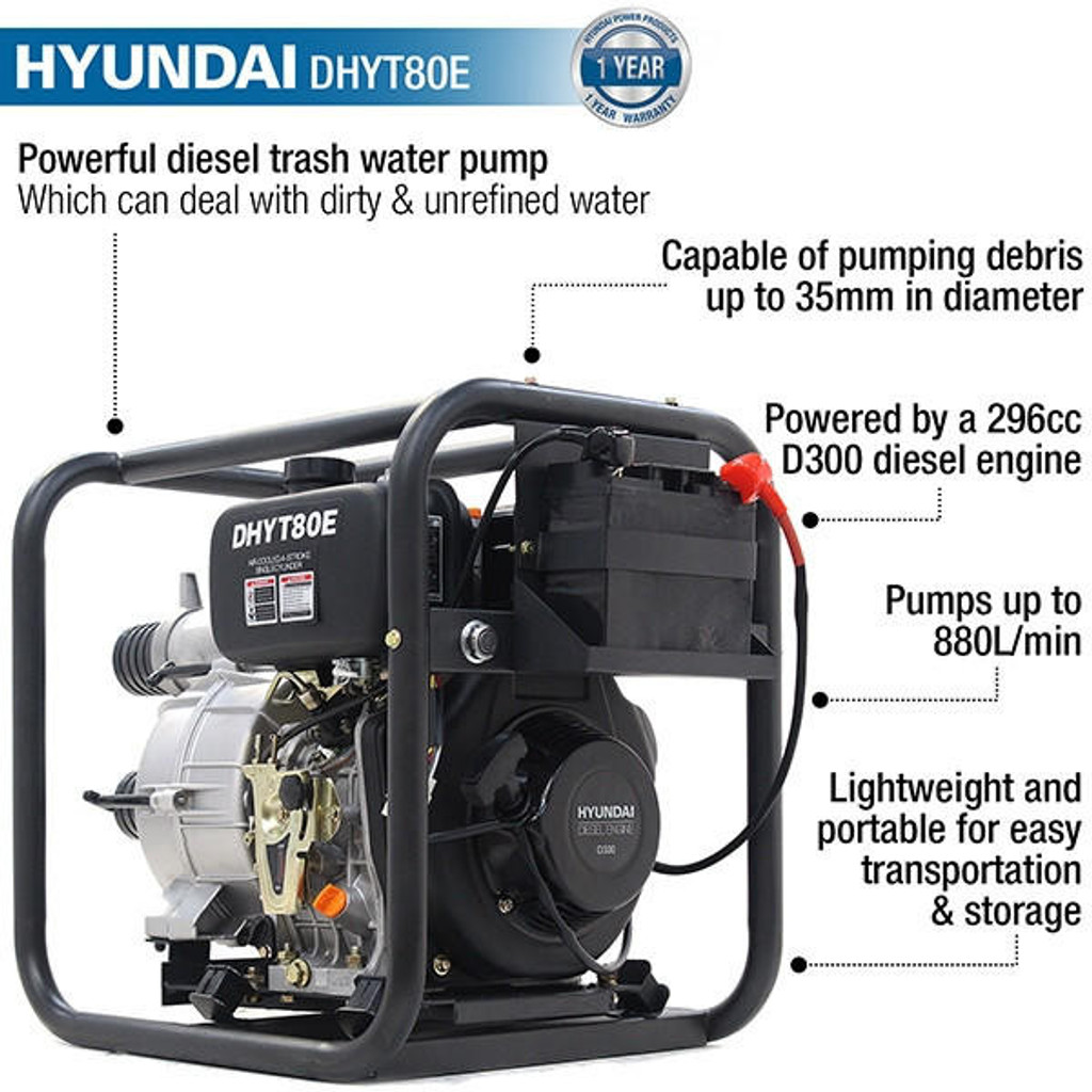 Hyundai DHYT80E Diesel Trash Water Pump