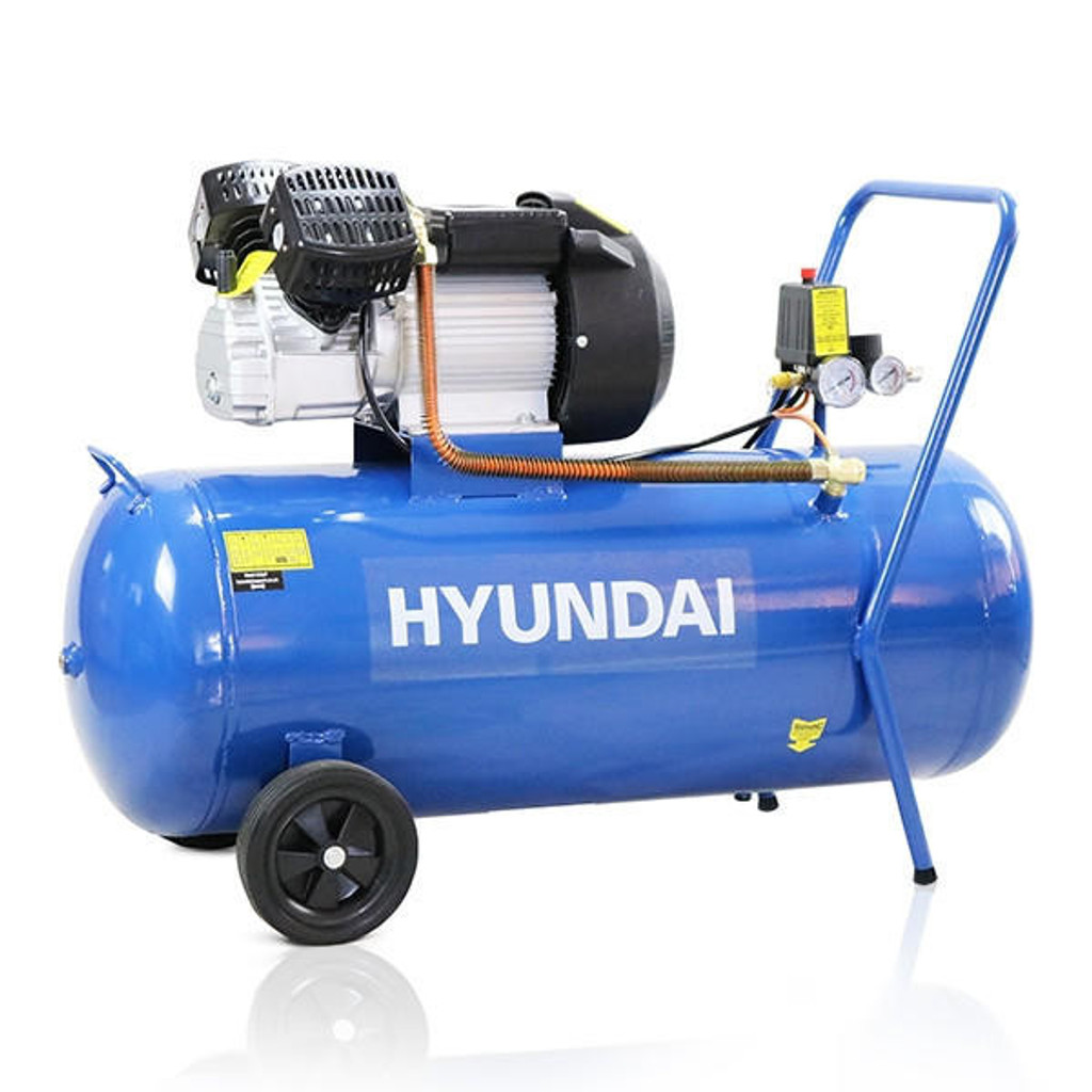 Hyundai 100 Litre Air Compressor, 14CFM/116psi, Silenced, V Twin, Direct Drive 3hp | HY30100V