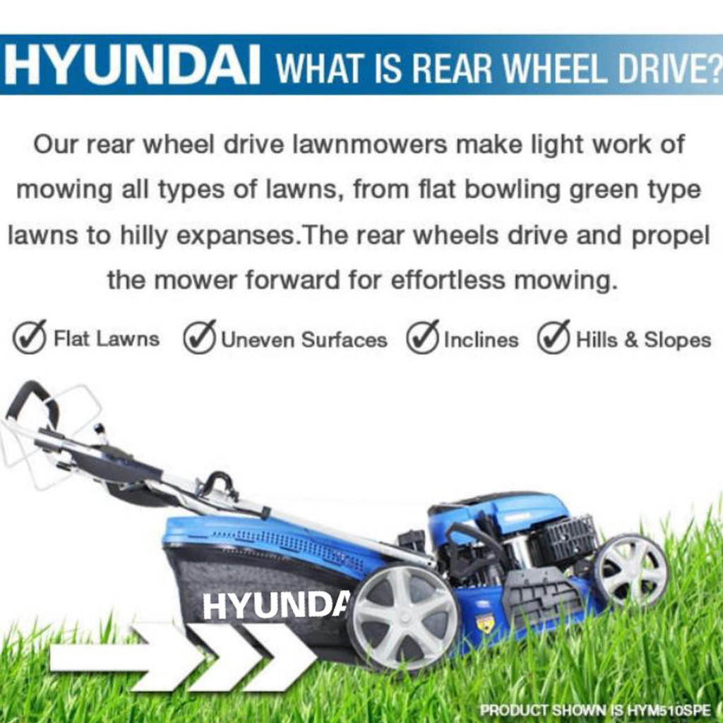 Hyundai 17"/43cm 139cc Self-Propelled Petrol Roller Lawnmower | HYM430SPR