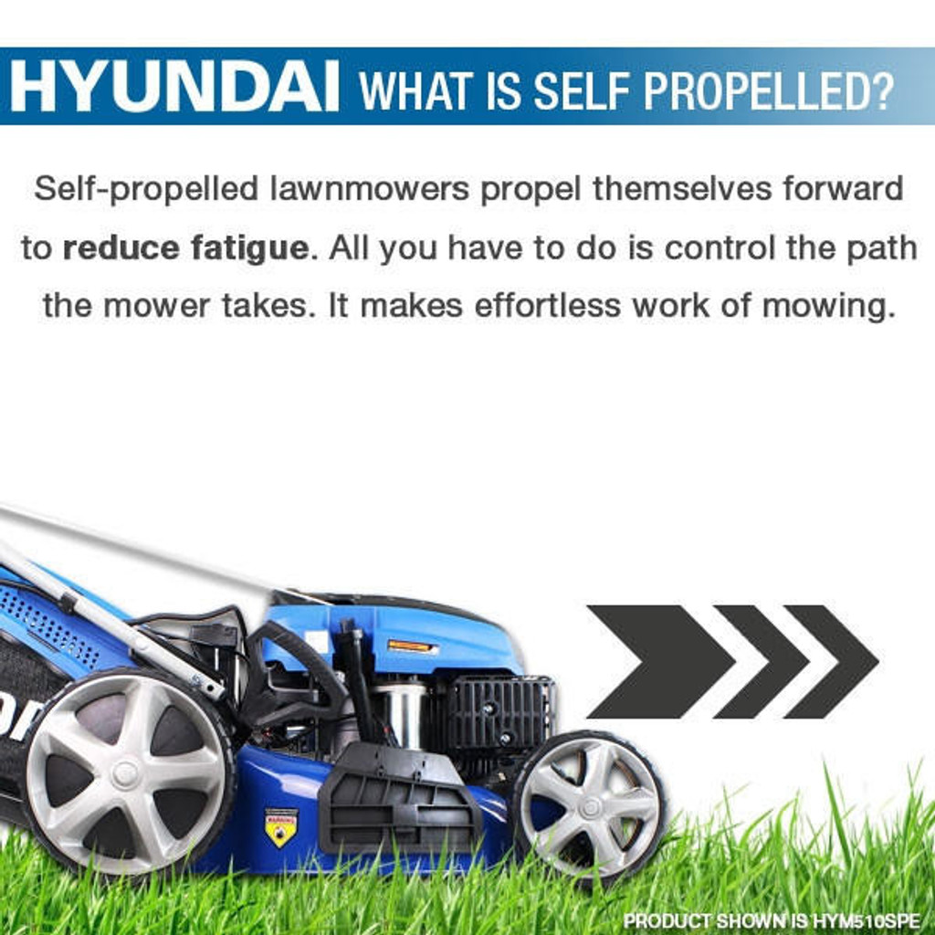 Hyundai 19" 48cm / 480mm Self Propelled Electric Start 139cc Petrol Roller Lawnmower | HYM480SPER