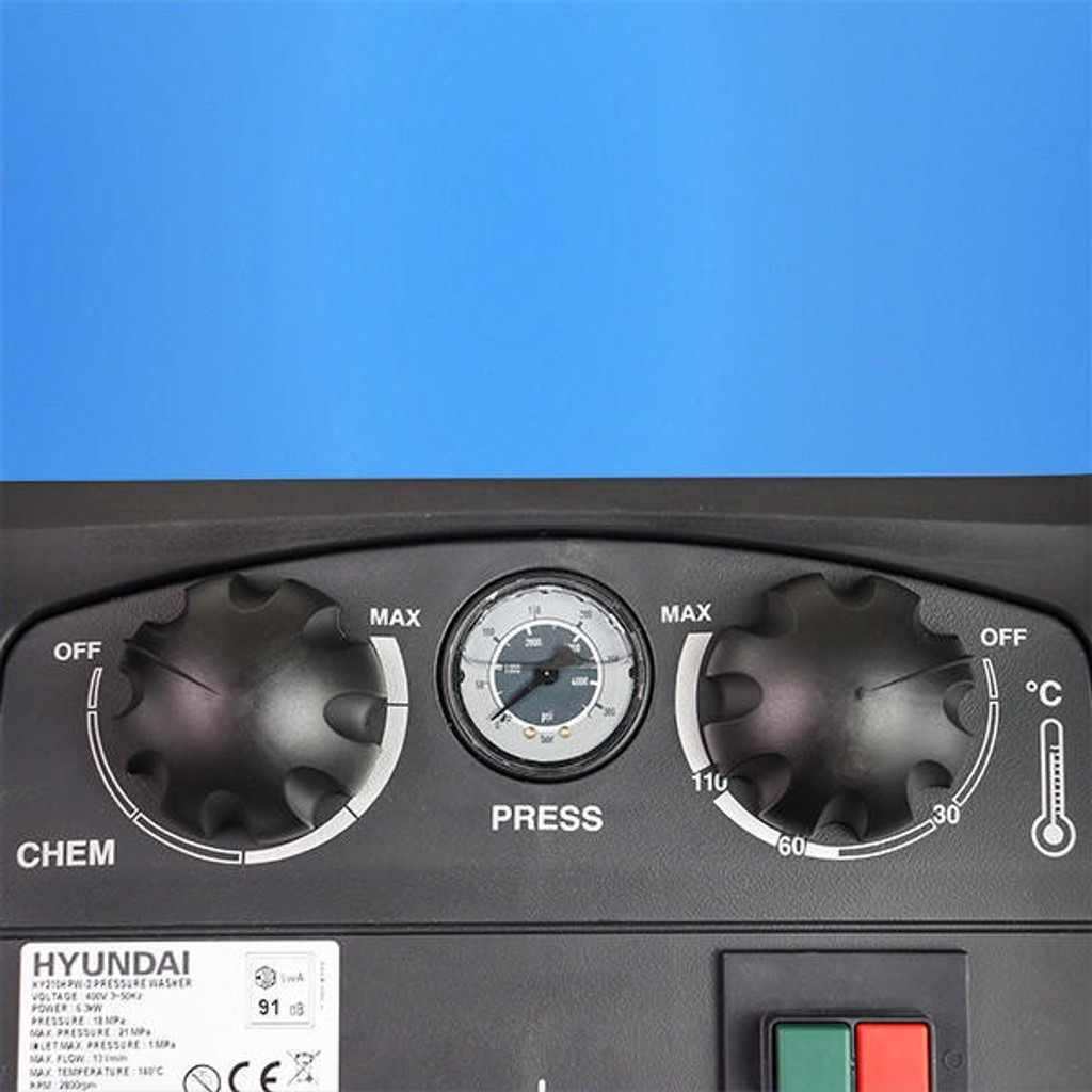 Hyundai 2600psi Hot Pressure Washer, 110 °C, 6.3kW | HY210HPW-3