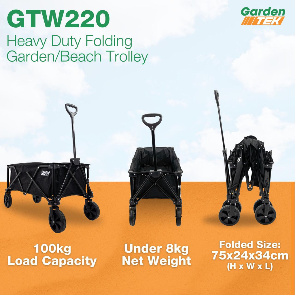 Hyundai 16" 40cm Electric Chainsaw 2400W 230V & Folding Trolley on Wheels, Garden Trolley 100kg | HYC2400E+GTW220