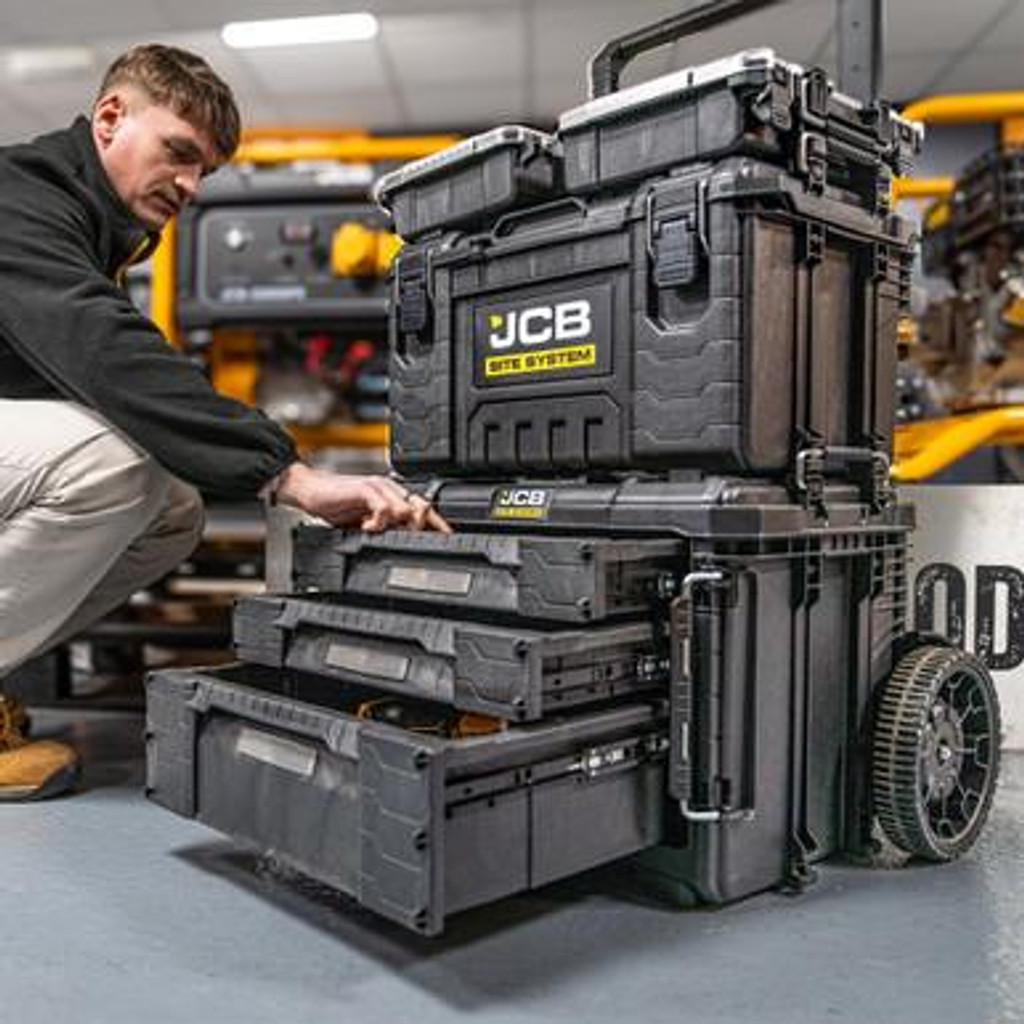 JCB Site System 3-Drawer Rolling Tool Box, 9" Wheels, 26.4L / 15kg Capacity | JCB-SITESYS-C3D