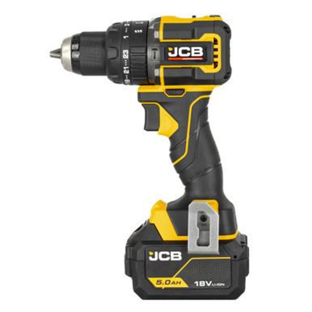 JCB Pro 18V Compact Combi Drill 75Nm, Brushless, 2-Speed, 23+3 Positions & 13mm Chuck, 2 x Pro 5.0Ah Lithium-ion Batteries & 4.5A Charger | JCB-18PCD-75-5