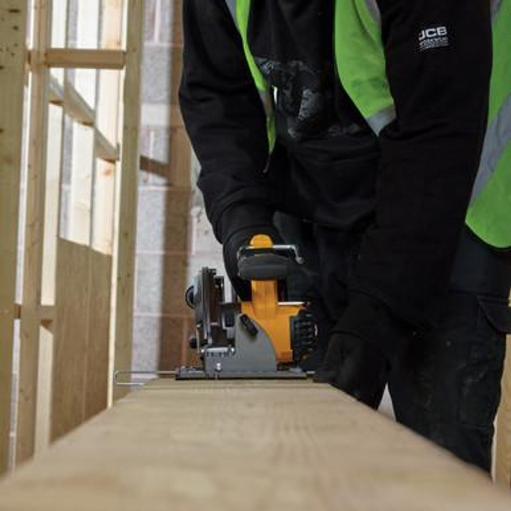 JCB Pro 18V Circular Saw 185mm, 65mm Cut Depth, Aluminium Base, Incl. 2 Blades (Bare Tool) | JCB-18PCS-185