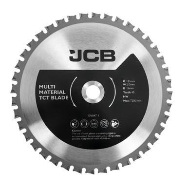 JCB Pro 18V Circular Saw 185mm, 65mm Cut Depth, Aluminium Base, Incl. 2 Blades (Bare Tool) | JCB-18PCS-185