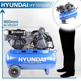 Hyundai 90 Litre Air Compressor, 10.7CFM/145psi, Petrol 7hp | HY70100P: REFURBISHED