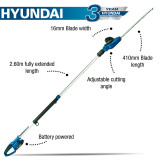 Hyundai 20V Li-Ion Cordless Pole Hedge Trimmer - Long Reach Battery Powered Pole Trimmer | HY2191