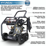 Hyundai 4000psi Diesel Pressure Washer 498cc | HYW4000DE: REFURBISHED