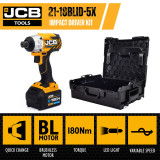 JCB 18V Brushless Impact Driver 1x5.0Ah battery 1x2.4A charger L-Boxx 136 | 21-18BLID-5X